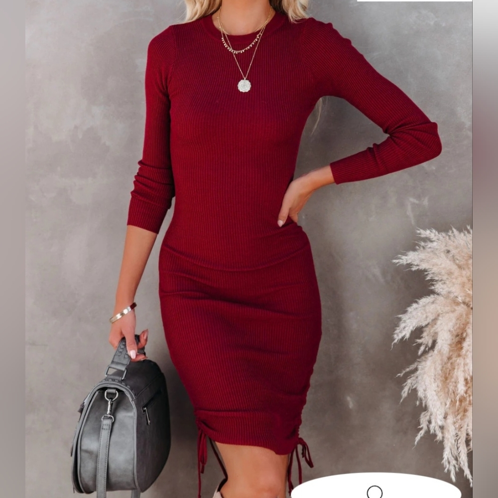 Yasmine Long Sleeve Ruched Knit Dress